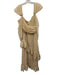 Paloma Lira Size Small Beige Cold Shoulder Lace Trim Tiered Ruffle Dress Beige / Small
