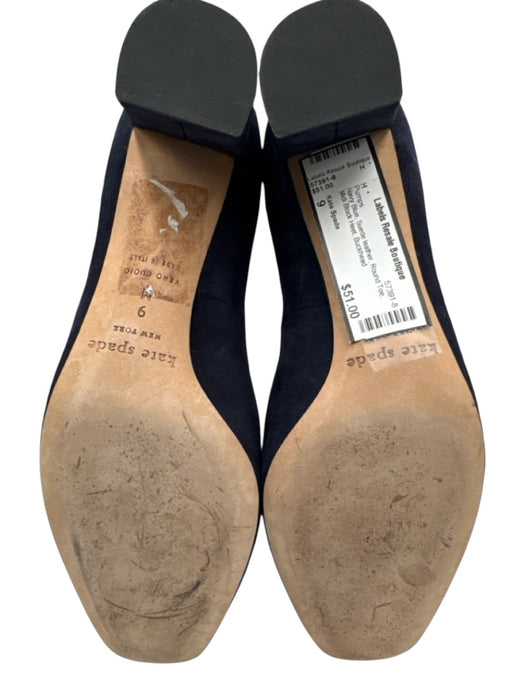 Kate Spade Shoe Size 9 Navy Blue Suede leather Round Toe Midi Block Heel Pumps Navy Blue / 9