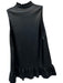 THML Size M Black Vegan Leather Sleeveless Ruffle Collar V Neck Drop Waist Dress Black / M