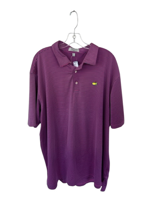 Peter Millar Masters Size XXL Pink & Navy Print Polyester Masters Logo Golf Polo Pink & Navy Print / XXL
