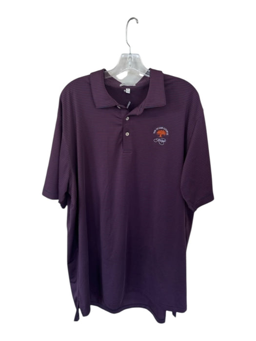 Peter Millar Size XXL Maroon & Navy Polyester Striped Golf Men's Polo Maroon & Navy / XXL