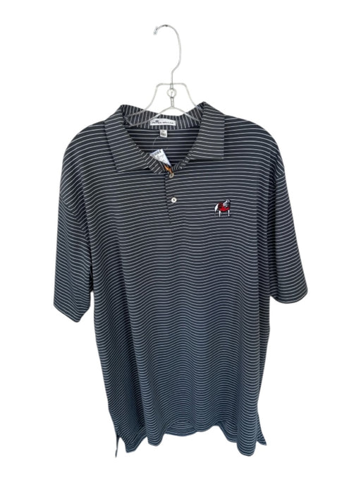 Peter Millar NWT Size XL Gray & White Polyester UGA Striped Golf Men's Polo Gray & White / XL