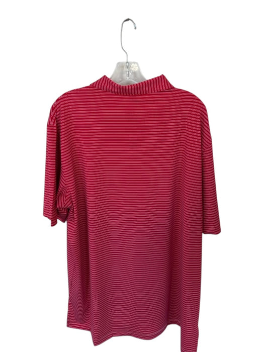 Peter Millar Size XL Red & White Polyester UGA Striped Golf Men's Polo Red & White / XL