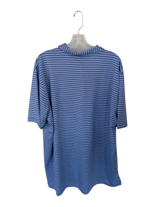 Peter Millar Size XXL Blue & White Polyester Striped Golf Men's Polo Blue & White / XXL