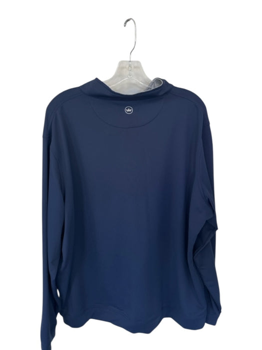 Peter Millar Navy & Gray Polyester Solid Half Zip Golf Men's Pullover Navy & Gray / XXL