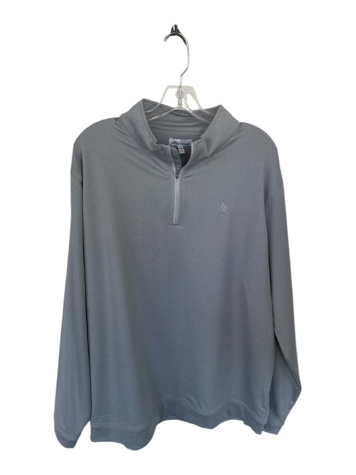 Peter Millar Light Gray Polyester Solid Half Zip Golf Men's Pullover Light Gray / XXL