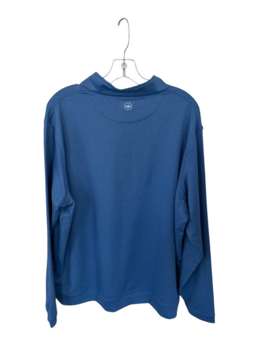Peter Millar Blue Polyester Solid Half Zip Golf Men's Pullover Blue / XL