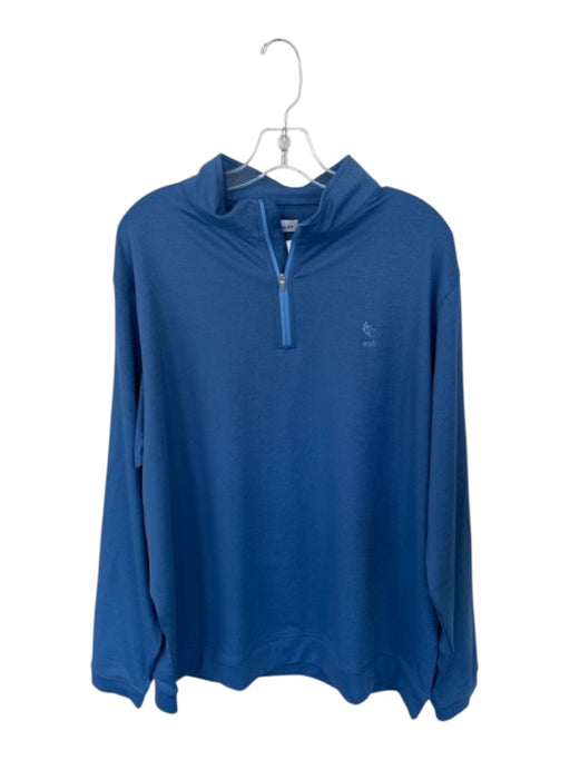 Peter Millar Blue Polyester Solid Half Zip Golf Men's Pullover Blue / XL