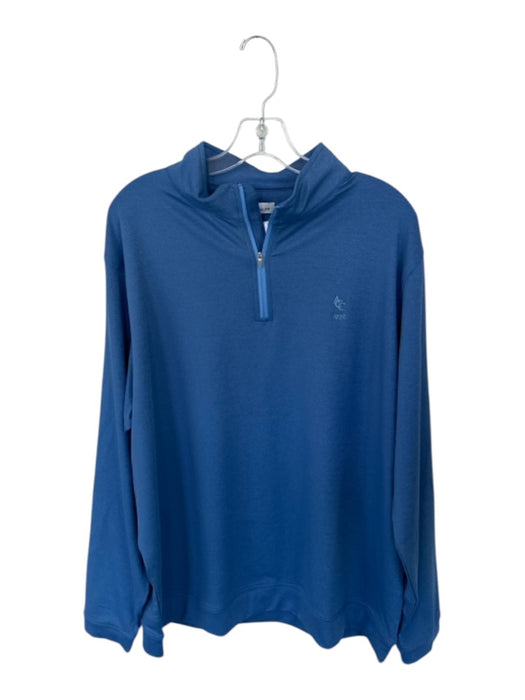 Peter Millar Blue Polyester Solid Half Zip Golf Men's Pullover Blue / XL