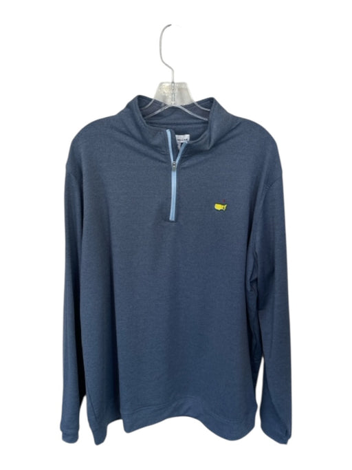 Peter Millar Blue & Yellow Polyester Masters Logo Half Zip Golf Men's Pullover Blue & Yellow / XL