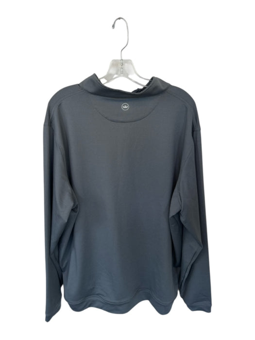 Peter Millar Gray & White Polyester Solid Half Zip Golf Men's Pullover Gray & White / XXL
