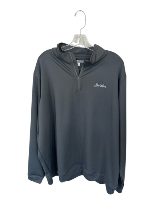 Peter Millar Gray & White Polyester Solid Half Zip Golf Men's Pullover Gray & White / XXL