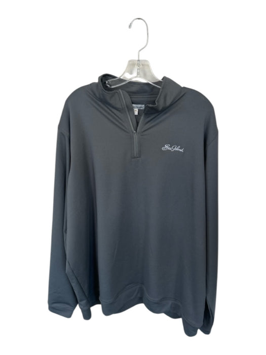 Peter Millar Gray & White Polyester Solid Half Zip Golf Men's Pullover Gray & White / XXL