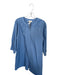 Double A Size M Blue Cotton 3/4 Balloon Sleeve Button Up Mini boat neck Dress Blue / M