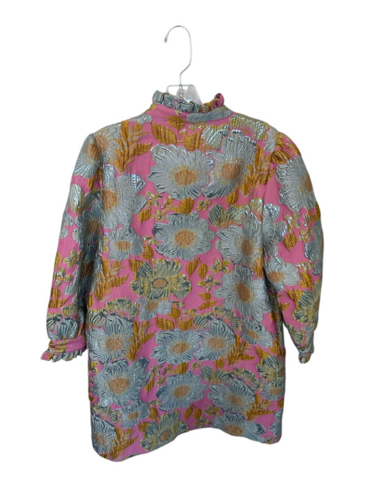 Uncle Frank Size M Pink & Yellow Polyester & Nylon Metallic Accent Floral Dress Pink & Yellow / M