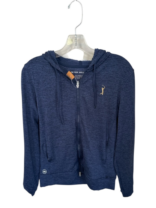 Peter Millar Size M Navy Polyester & Spandex Waffle Zip Up Hood Athletic Jacket Navy / M
