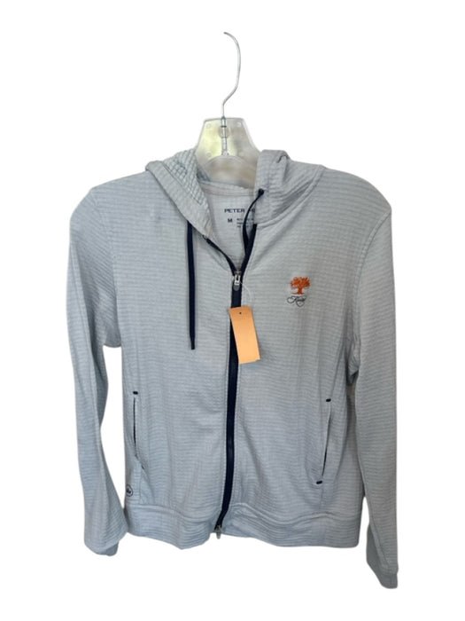 Peter Millar Size M Grey & Navy Polyester & Spandex Waffle Zip Up Hood Jacket Grey & Navy / M