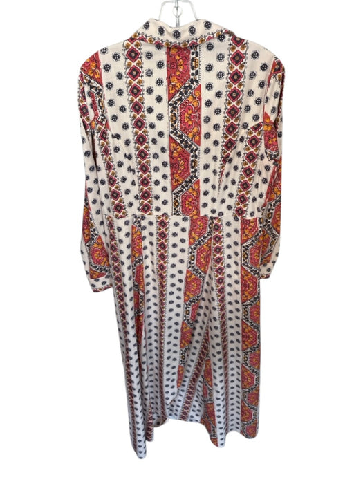 Livro Size M Orange & cream Cotton Botanical Long Sleeve Collared Maxi Dress Orange & cream / M