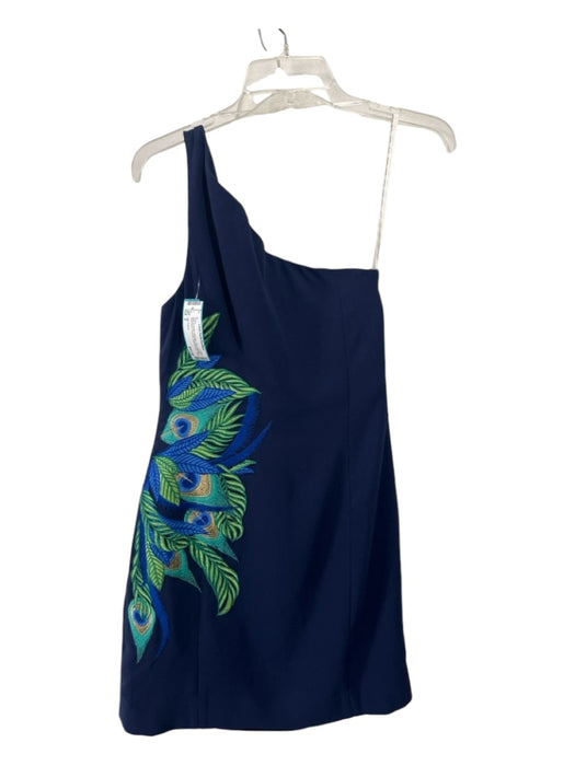 Lilly Pulitzer Size 2 Navy & Green Polyester One Shoulder Sleeveless Dress Navy & Green / 2