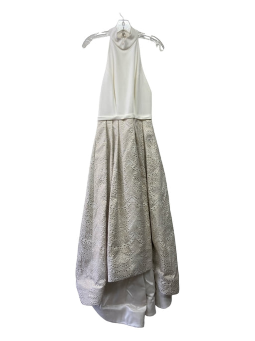 Theia Size 4 White & Gold Triacetate Blend Pattern Block Sleeveless Gown White & Gold / 4