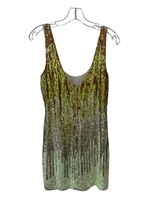 Versace Collection Size 40 Green & Gold Viscose Blend All Over Sequins Dress Green & Gold / 40