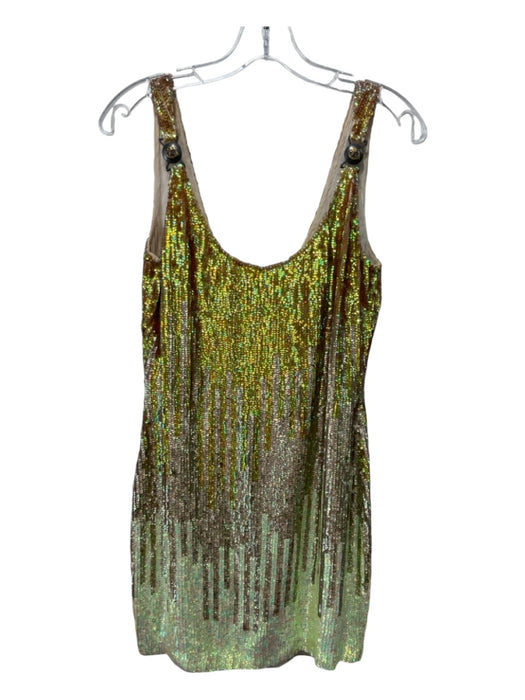 Versace Collection Size 40 Green & Gold Viscose Blend All Over Sequins Dress Green & Gold / 40