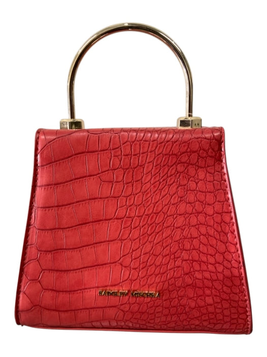 Badgley Mischka Coral Pink Vegan Leather Embossed Top Handle Gold Hardware Bag Coral Pink / XS