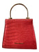 Badgley Mischka Coral Pink Vegan Leather Embossed Top Handle Gold Hardware Bag Coral Pink / XS