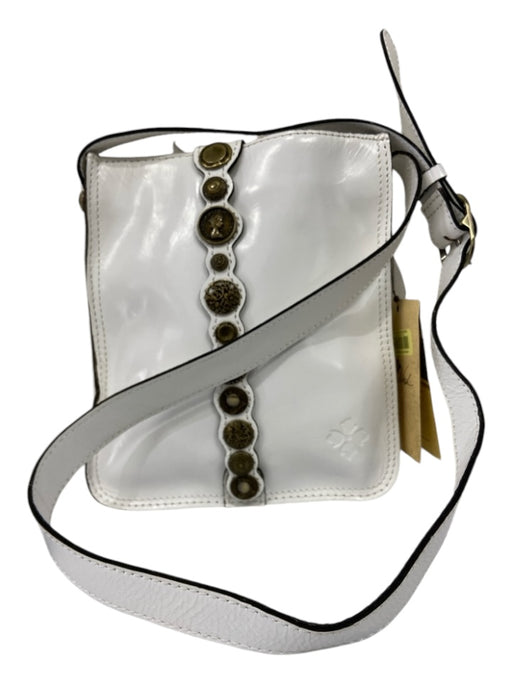 Patricia Nash White & Brass Leather Crossbody Medallion Detail Bag White & Brass / S