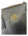 Tory Burch Black Leather Top Zipper Double Top Handle Gold Hardware Bag Black / L