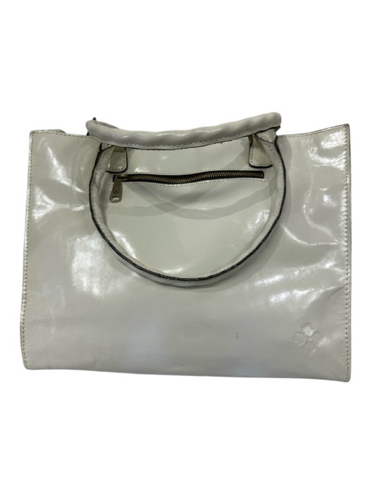 Patricia Nash Cream White Leather Ponyhair Glitter Zip Top Rhinestone detail Bag Cream White