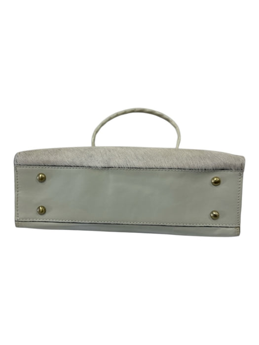 Patricia Nash Cream White Leather Ponyhair Glitter Zip Top Rhinestone detail Bag Cream White