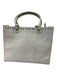Patricia Nash Cream White Leather Ponyhair Glitter Zip Top Rhinestone detail Bag Cream White
