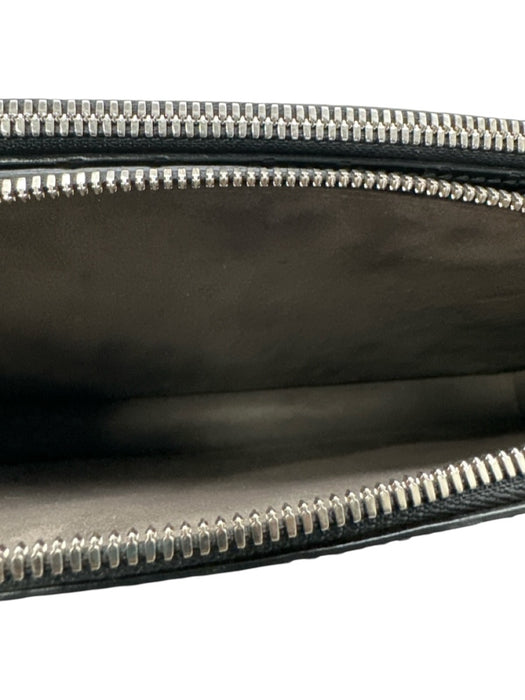 Gucci Black Leather Guccissima embossed Zip Top Messenger Bag Black