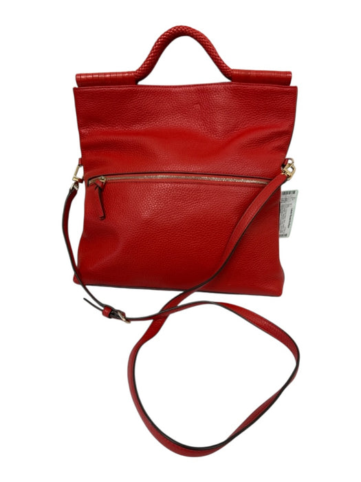 Tory Burch Red Leather Logo Convertible Magnetic Close Removable strap Bag Red