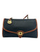 Dooney & Bourke Black & Tan Leather Flap Toggle Close Removable Strap Bag Black & Tan