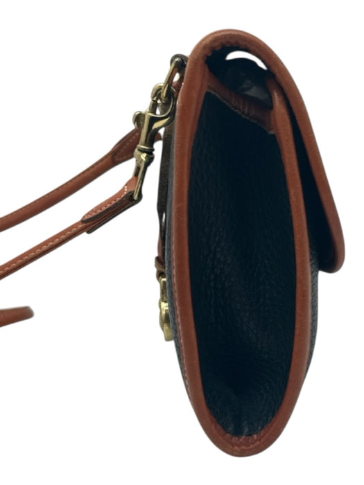 Dooney & Bourke Black & Tan Leather Flap Toggle Close Removable Strap Bag Black & Tan