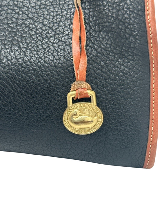 Dooney & Bourke Black & Tan Leather Flap Toggle Close Removable Strap Bag Black & Tan