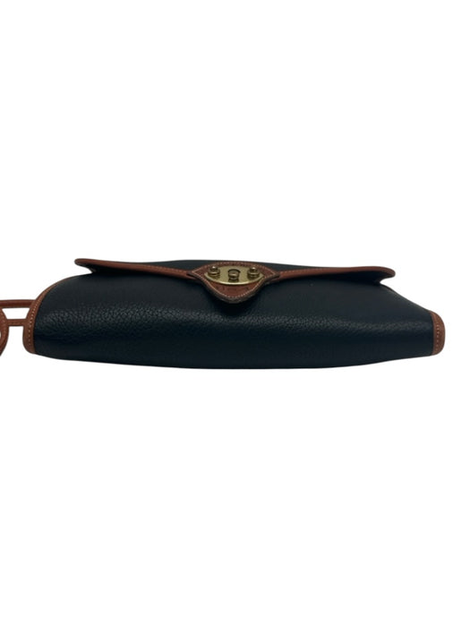 Dooney & Bourke Black & Tan Leather Flap Toggle Close Removable Strap Bag Black & Tan
