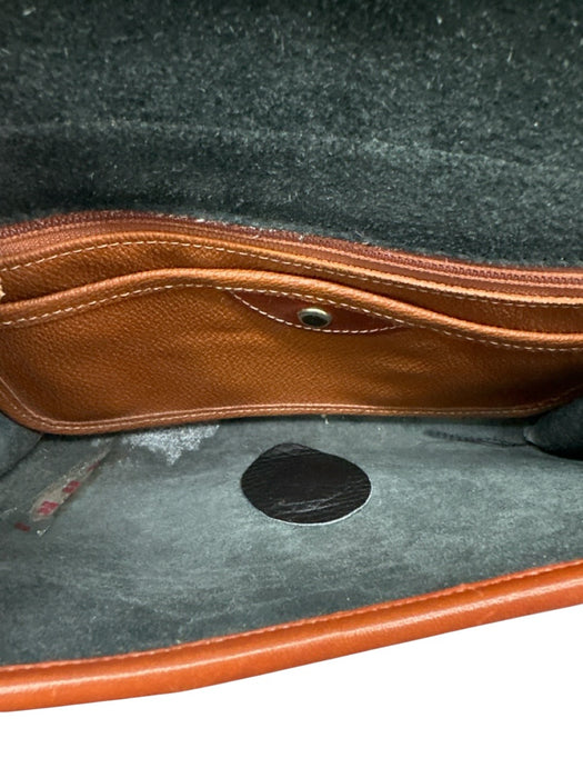 Dooney & Bourke Black & Tan Leather Flap Toggle Close Removable Strap Bag Black & Tan