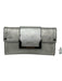 Perlina Silver Leather Metallic Flap Magnetic Snap Closure Crossbody Bag Silver