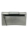 Perlina Silver Leather Metallic Flap Magnetic Snap Closure Crossbody Bag Silver