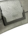 Perlina Silver Leather Metallic Flap Magnetic Snap Closure Crossbody Bag Silver