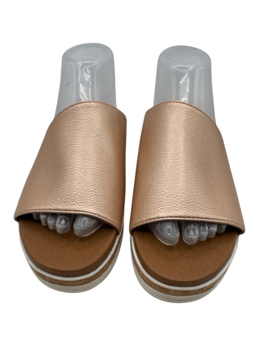 Adrienne Vittadini Shoe Size 9.5 Rose Gold Manmade Upper Metallic Slide Sandals Rose Gold / 9.5