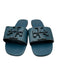 Tory Burch Shoe Size 10.5 Dark Teal Leather Upper Logo One Strap Slide Sandals Dark Teal / 10.5