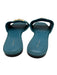 Tory Burch Shoe Size 10.5 Teal Leather Upper Patent Gold Tone Logo Slide Sandals Teal / 10.5