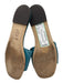 Tory Burch Shoe Size 10.5 Teal Leather Upper Patent Gold Tone Logo Slide Sandals Teal / 10.5