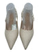 Charles & Keith Shoe Size 41 Cream White Leather & Textile Stiletto Slingbacks Cream White / 41