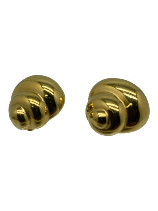 Ciner Gold Toned Metal Clip Ons Swirl Earrings Gold