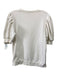 Frame Size L Cream Cotton Short Puff Sleeve Ribbed Hem Top Cream / L